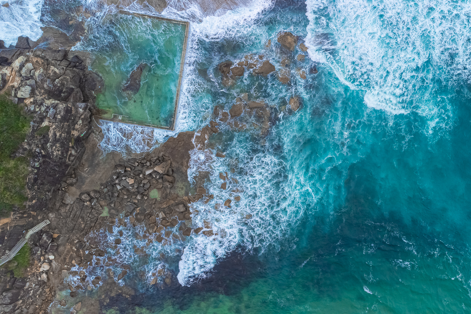 north curly beach print rock pool aerial photogrpahy